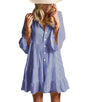 Opemiby Summer Dresses for Women 2026 Flowy Ruffle 3/4 Sleeve V Neck Tiered Casual Babydoll Boho Beach Mini Dress