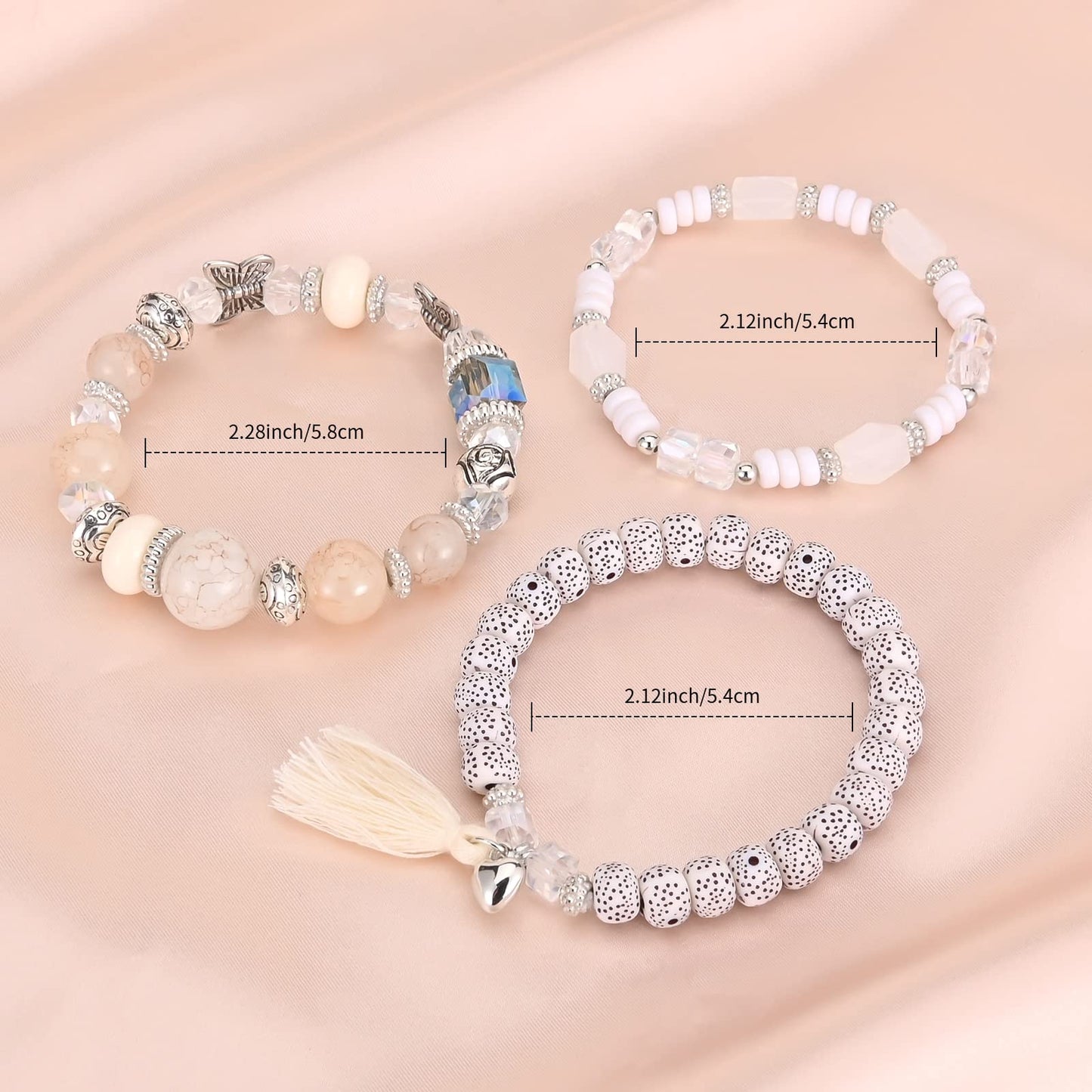 Bohemian Bracelet Sets for Women - 6 Sets Stackable Stretch Bracelets Multi-color Boho Jewelry for Women Hippie Bracelets Dainty Jewelry