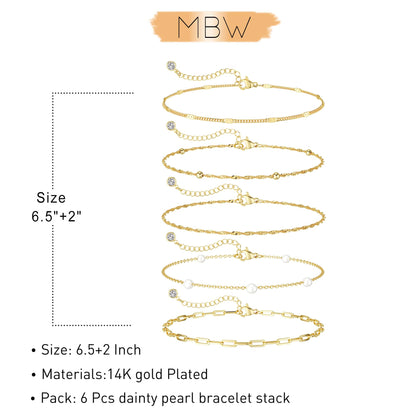 Dainty Simple Gold Bracelets for Women, Stackable Satellite Paperclip Lip Bracelet Set Tiny Lip Dot Chain Box Link for Handmade Gift Minimalist Cute Trendy Jewelry Gold Accessories for Women