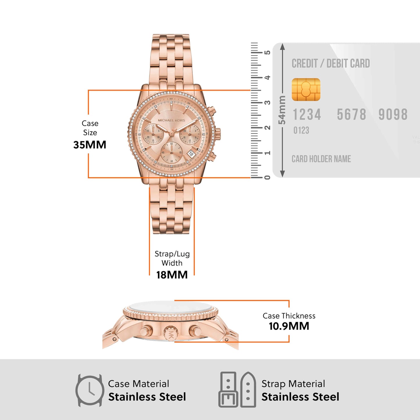 Michael Kors Bryant Chronograph Women's Watch, Stainless Steel and Pavé Crystal Watch for Women