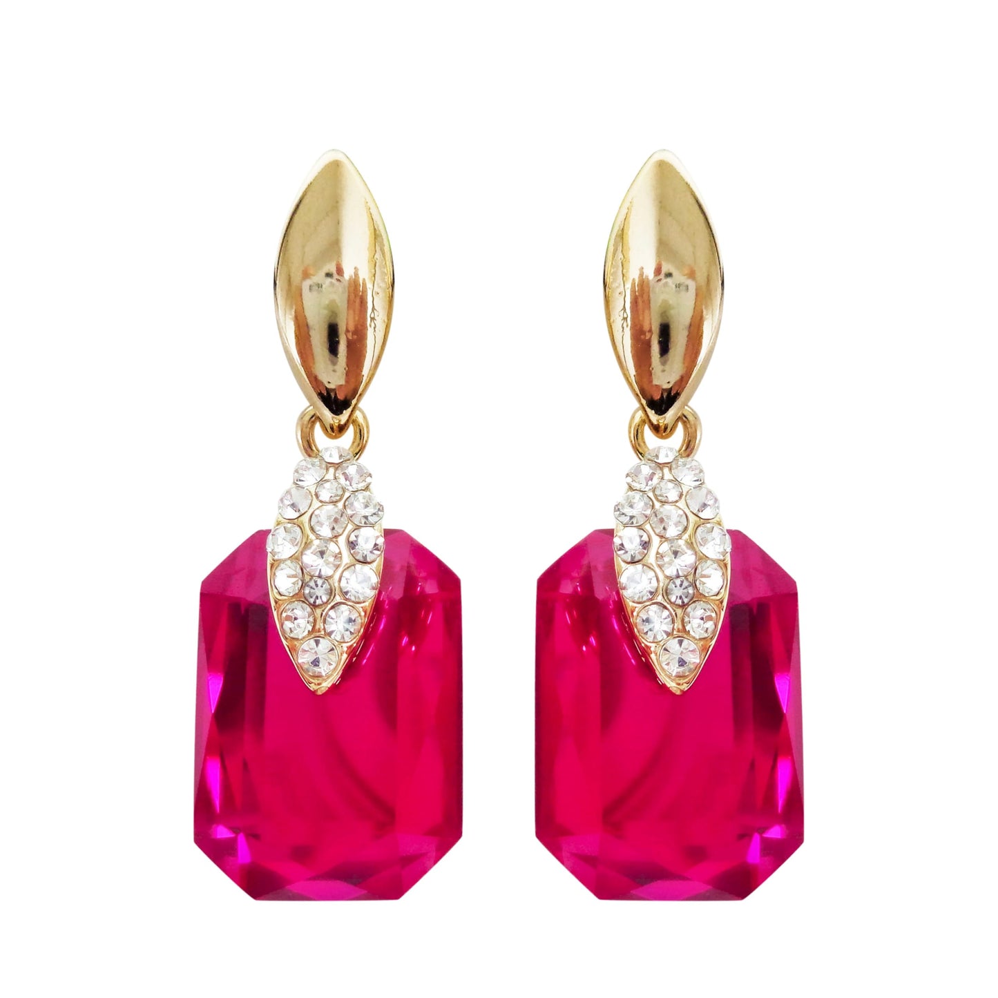 Navachi 18k Gold Plated Crystal Multicolor Square Shape Zircon Dangle Earrings And Neckalce Pendant Az4020-1 Jewelry set