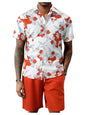GORGLITTER Men's Vacation Beach Cruise Summer Outfits 2 Piece Shorts Set Hawaiian Button Down Shirt and Shorts