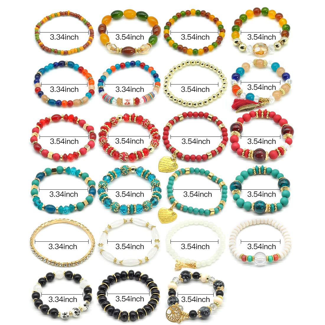 Bohemian Bracelet Sets for Women - 6 Sets Stackable Stretch Bracelets Multi-color Boho Jewelry for Women Hippie Bracelets Dainty Jewelry