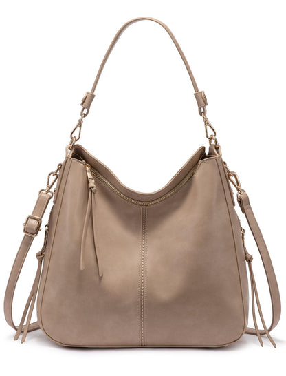 Realer Hobo Crossbody Bags for Women Designer Faux Leather Hobo Handbags Retro Large Size Shoulder Bag Bucket Purse