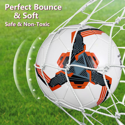 Tradder 4 Pack Soccer Ball with Pump Size 3 4 5 Deflated Soccer Ball for Outdoor Indoor Game Sport Practice Training Gift for Kid Youth Teen Adult Charity Donation