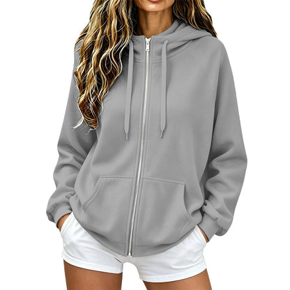 2026 Zip Up Hoodies for Women Fall Winter Casual Sweatshirts Zipper Oversized Lightweight Cute Jackets with Pockets