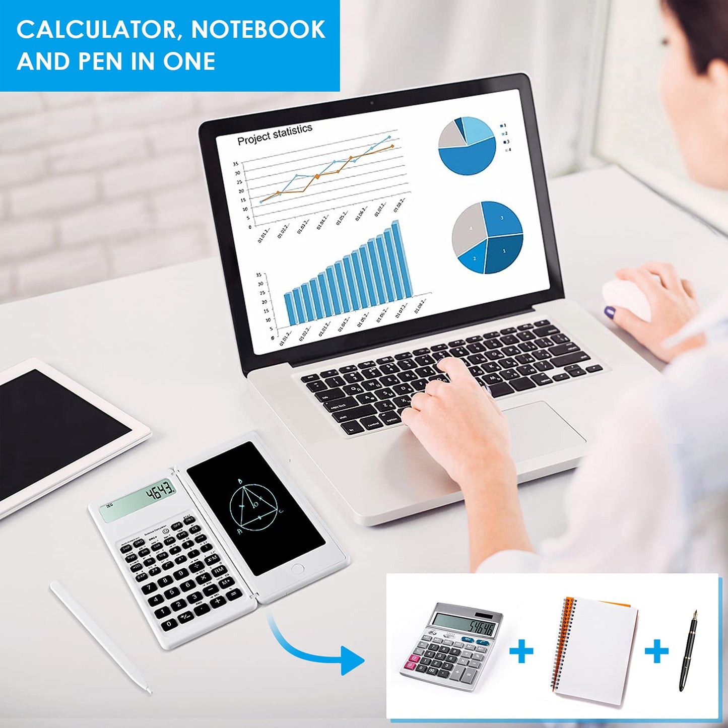 IPepul Scientific Calculators for Students, 10-Digit Large Screen, Math Calculator with Notepad, Classroom Must Haves for Middle High School Supplies & College (Black)