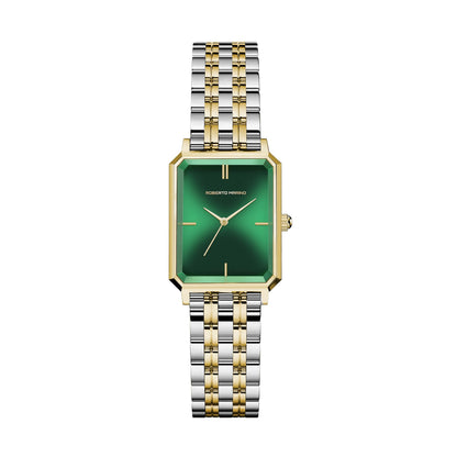 Roberto Marino RM1982 Women’s Luxury Watch Rectangular Gold – Japanese Quartz Movement, Vintage Stainless Steel Design, Silver Dial, Elegant Dress Timepiece, 3ATM Water Resistant – Reloj para Mujer