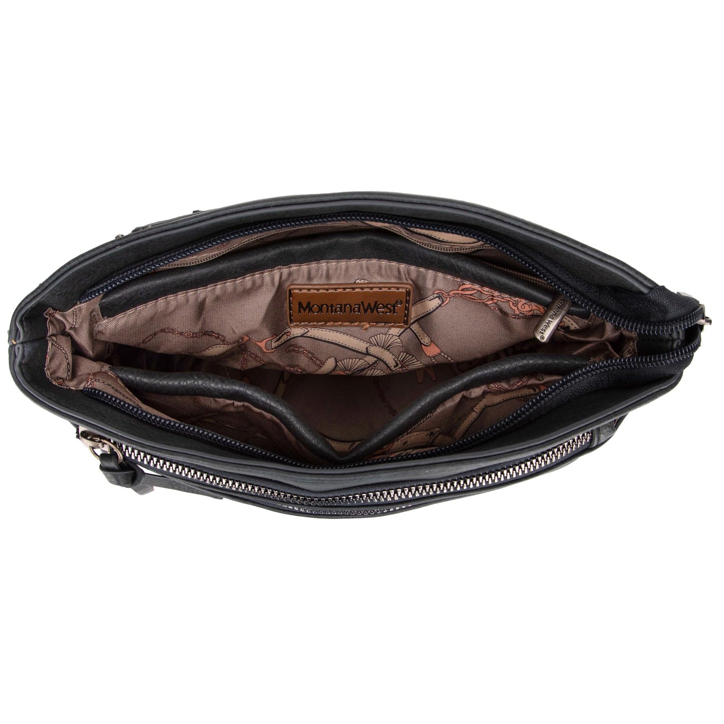 Montana West Multi Zip Pocket Crossbody Bag With Guitar Strap
