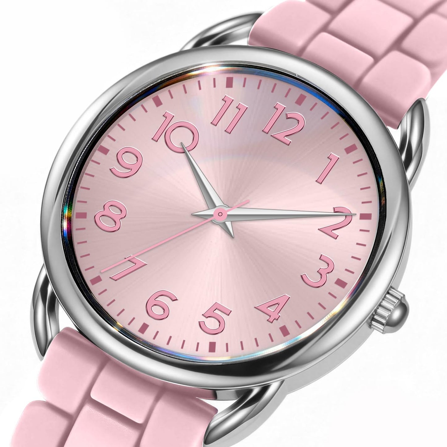 Bisley 35MM Watches for Women Big Face Easy Reader Silicone Strap Water Proof
