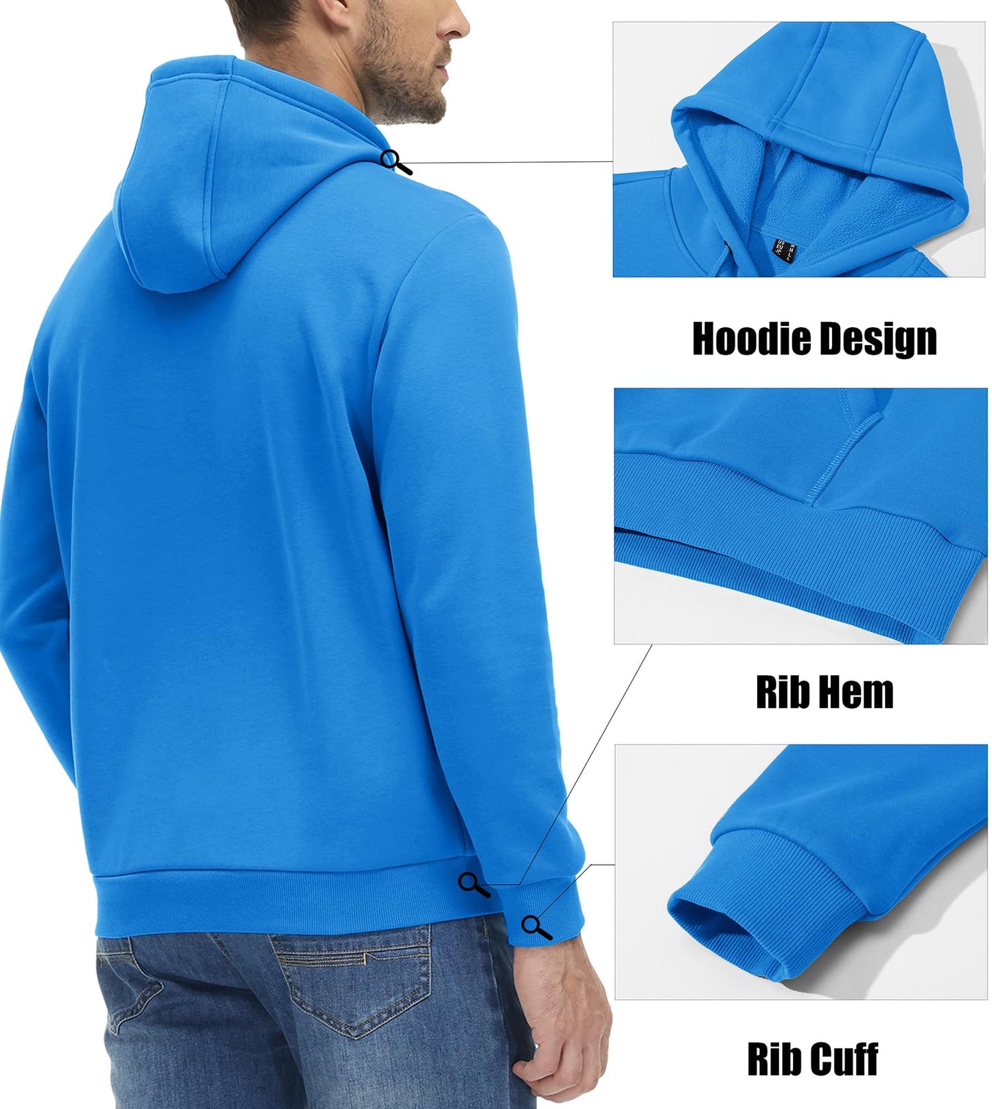 MAGCOMSEN Men's Active Hoodies Fleece Lined Sweatshirts Casual Athletic Workout Pullover With Kangaroo Pocket