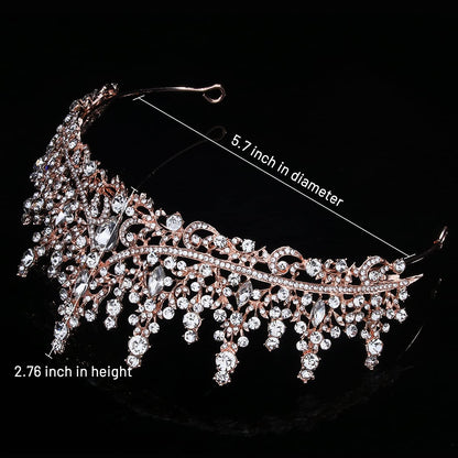 TOBATOBA Silver Wedding Crystal Tiaras and Crowns for Women, Bride Royal Queen Headband Princess Quinceanera Headpieces for Birthday Prom Pageant Party