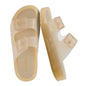 CUSHIONAIRE Pool Slides for Women Water Resistant Double Buckle Adjustable Slip-On Womens Sandals for Beach Shower Casual Wear