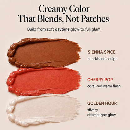 Cream Contour Stick Set – Blush, Bronzer & Highlighter Trio | Hydrating, Buildable, High-Pigment Makeup with Shea Butter & Vitamin E | Phoenix Beauty Gift Set (Enchanted)