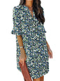 QACOHU Womens Summer Casual V Neck Shift Mini Dress | Flowy Swing Basic Loose Dresses, Ruffle Short Sleeve, Straight, Floral Boho Style, Wedding Guest Beach Vacation Outfits