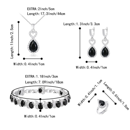 BriLove Wedding Jewelry Set for Women Bride Bridesmaid | Gorgeous Cubic Zirconia Teardrop Necklace Earrings Bracelet Adjustable Ring Jewelry Gift for Birthday/Anniversary