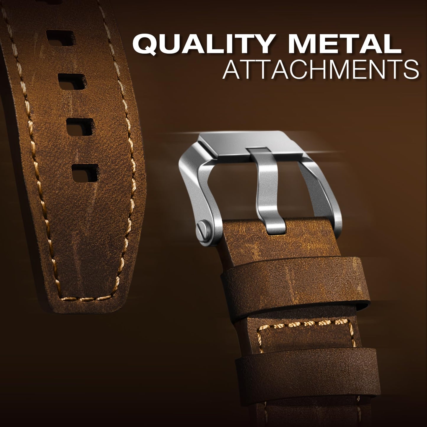 Leather bands Compatible With Apple Watch Ultra Band 49mm 46mm 45mm 44mm 42mm, Superior Genuine Leather Rugged Metal Connector Durable Strap for Men iWatch Ultra3 2 1,Series 11 10 9 8 7 6 5 4 3 SE3 SE