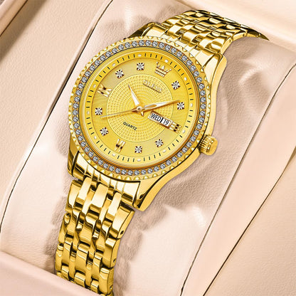 OLEVS Watches Women with Date Silver Stainless Steel Luxury Ladies Watches with Small Writs Diamond Watches for Women Waterproof Elegant Dress Quartz Analog Women's Wrist Watches Reloj de Mujer