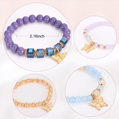 Bohemian Bracelet Sets for Women - 6 Sets Stackable Stretch Bracelets Multi-color Boho Jewelry for Women Hippie Bracelets Dainty Jewelry