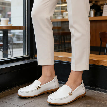 Women's Comfortable & Lightweight Leather Loafers Slip-Ons Driving Walking Mocs Boat Shoes Cute Business Casual Dress Shoes Work Flats for Women