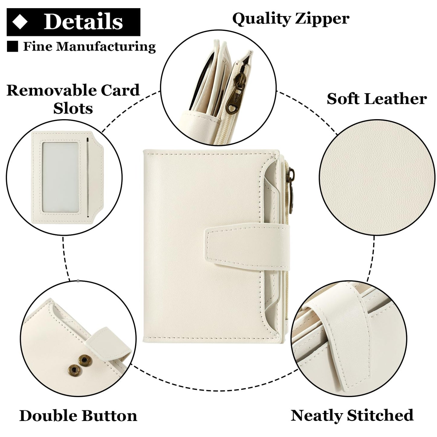 Airkit Small Wallet Women RFID Blocking Soft Leather Bifold Compact Card Holder Wallet for Women with Zipper Coin Pocket 4 ID Window