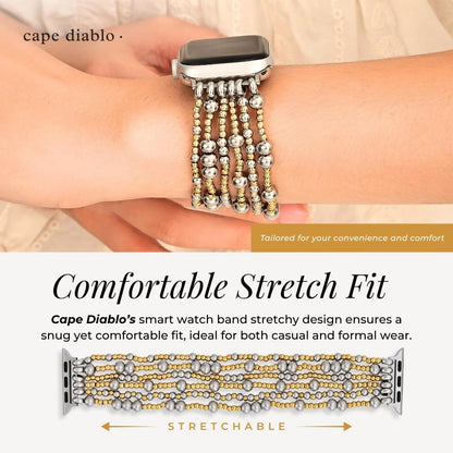 Cape Diablo Handmade Gemstone Watch Band for Women Compatible with Apple Watch 38mm 40mm 41mm 42mm 44mm 45mm, Boho Stretchable Strap Fits for iWatch Series 11/10/9/8/7/6/5/4/3/2/1 SE 3/2/1