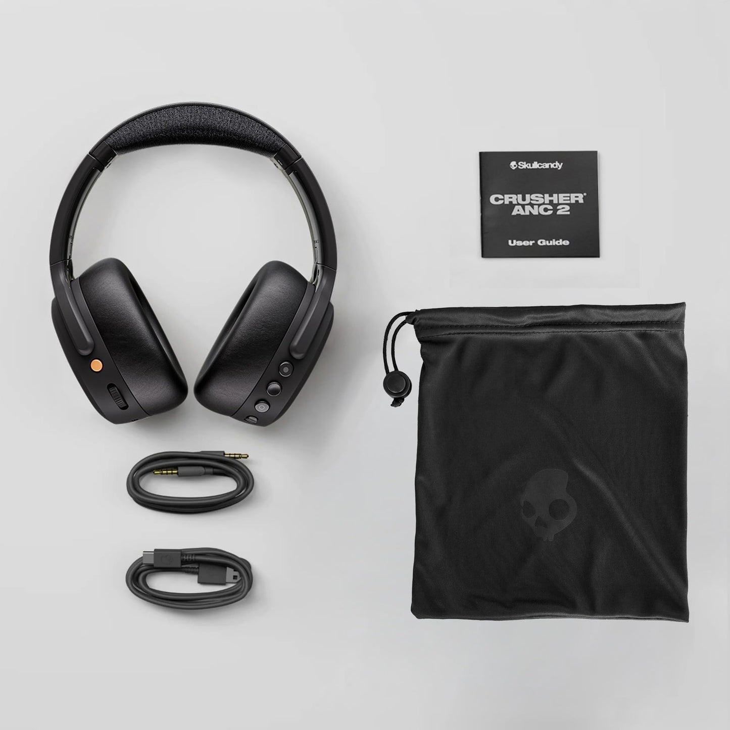Skullcandy Crusher ANC 2 Noise Cancelling Wireless Headphones - True Black | Multi-Sensory Crusher Bass, Over-Ear Fit, Bluetooth, 60 Hours Battery, Working Out, Gym, Travel, Studying, Music, Gaming