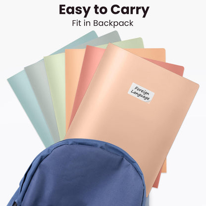 Sooez 6Pack Folders with Pockets, Pastels Colors, Heavy Duty Pocket Folder, Plastic Folders with Pockets, 2-Pocket Folder Bulk, Aesthetic File Folder, Back to School Office Filing Supplies