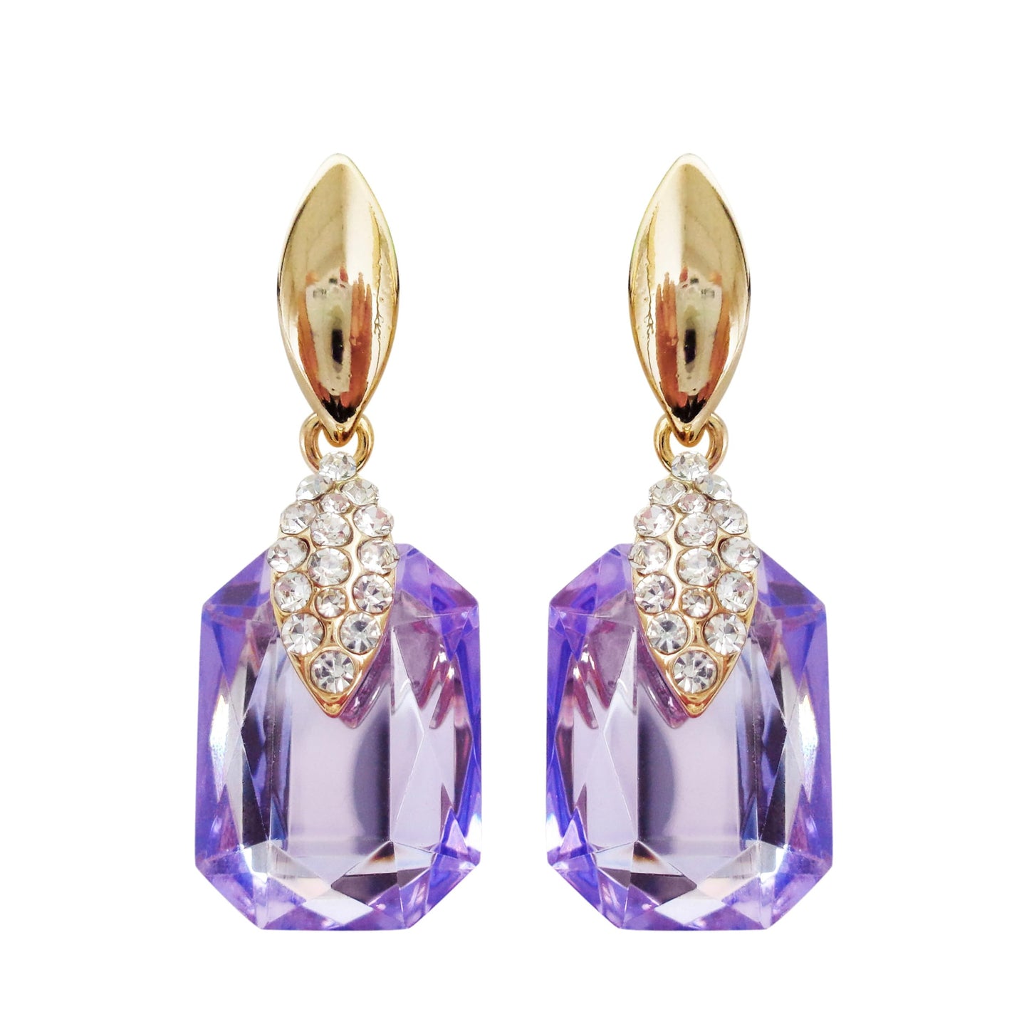 Navachi 18k Gold Plated Crystal Multicolor Square Shape Zircon Dangle Earrings And Neckalce Pendant Az4020-1 Jewelry set