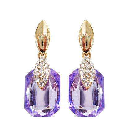 Navachi 18k Gold Plated Crystal Multicolor Square Shape Zircon Dangle Earrings And Neckalce Pendant Az4020-1 Jewelry set