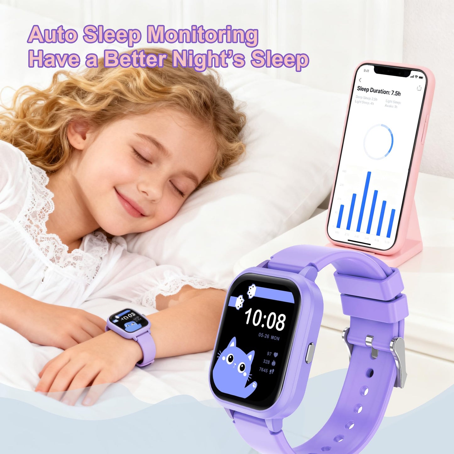 Kids Smart Watch 4-15 Ys, Standalone&APP Dual Use, Bluetooth Call, Kid Gift | 1.8'' IP68 Boys Girls Fitness Tracker, DIY Sports Modes, Heart Rate&Sleep Monitor, 13 Alarms, Weather, Smart Reminder, Games