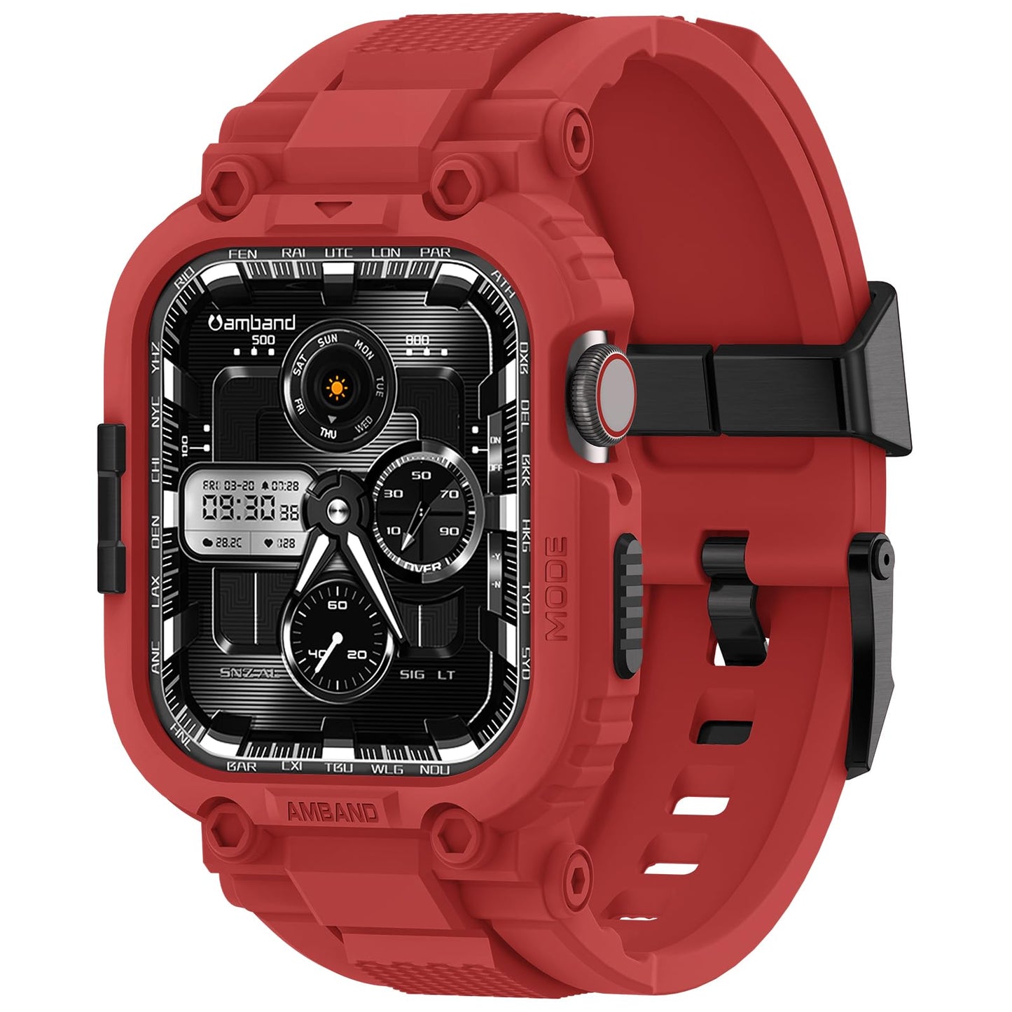 amBand Bands Compatible with Apple Watch 9/8/7 45mm, M1 Sport Series Rugged Case Protective Cover for iWatch 6/SE (3/2/1)/5/4/3 44mm Men Green
