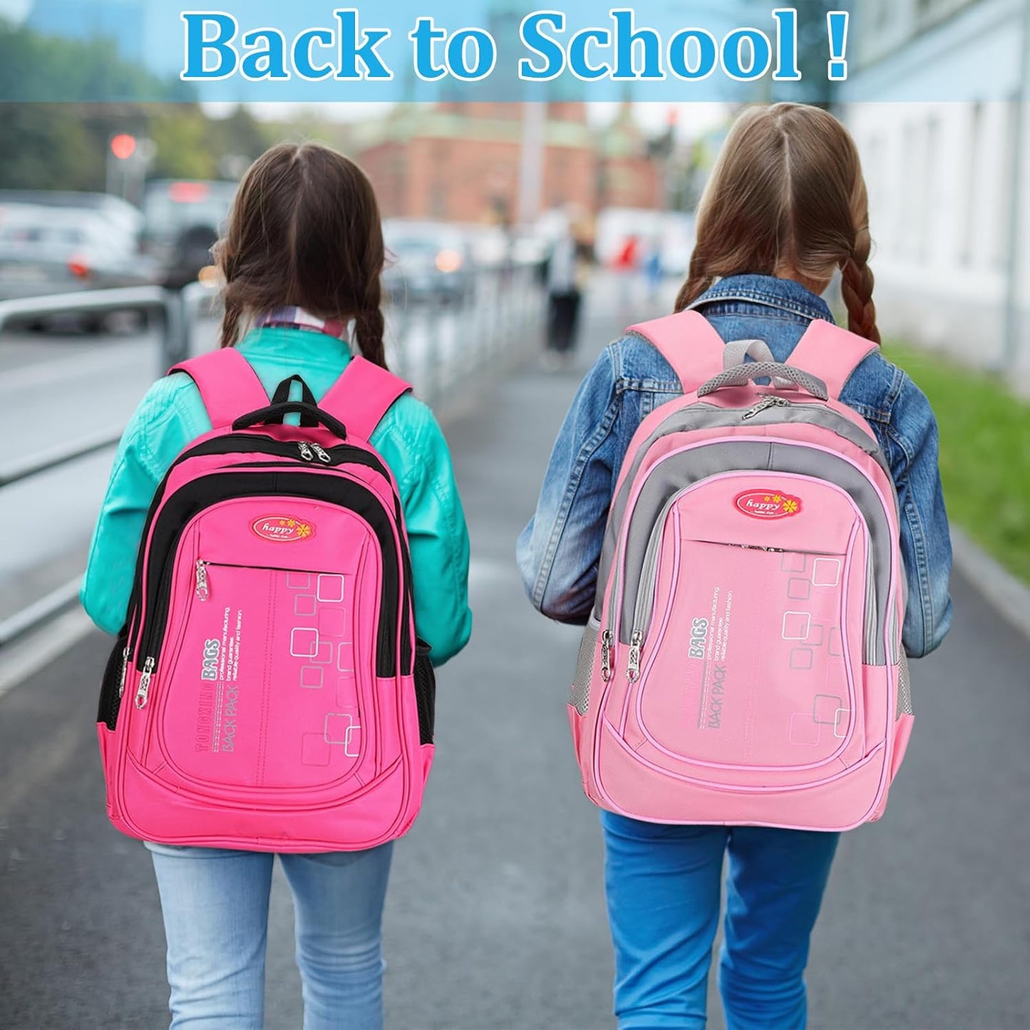 PerKoop 10 Pcs 17 Inch Kids Backpacks Bulk, Classic Student Bags for School | Printed Bulk Pack, Padded Straps, Side Bottle Holder, Middle School, Donation Charity Use