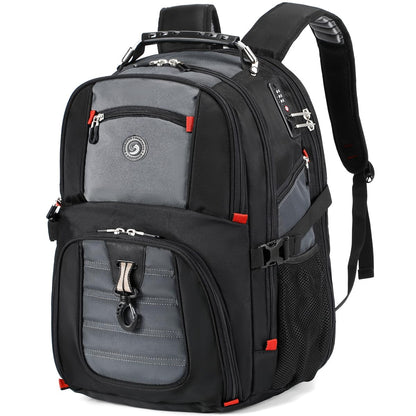 SHRRADOO Extra Large 50L Travel Laptop Backpack with combination lock,High School College Backpack Airline Approved Business Work Bag Fit 17 Inch Laptops for Men Women,Black