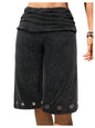 Verdusa Women's Fold Over Shorts Carpi Pants Washed Grommet Bermuda Shorts Gaucho Pants Going Out