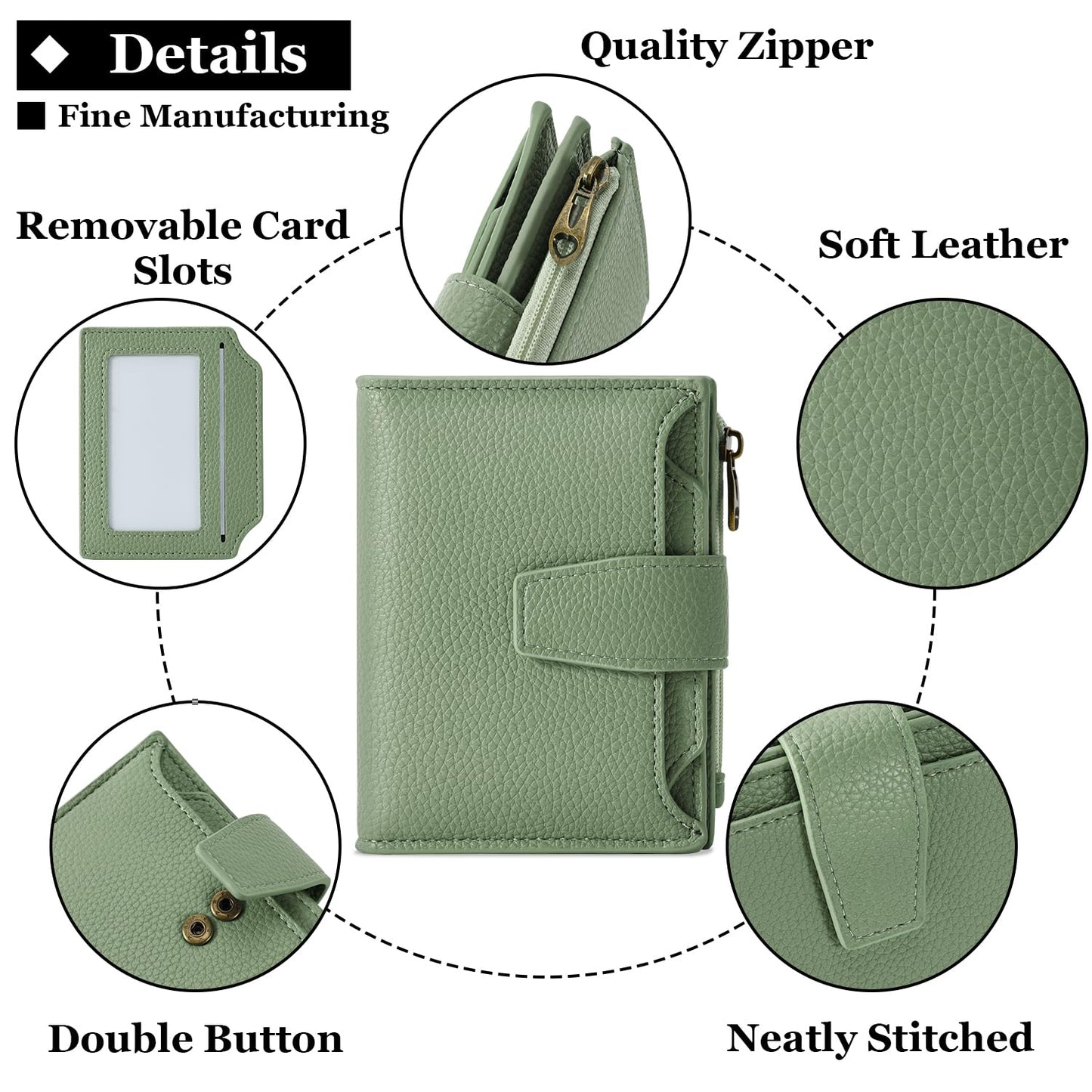 Airkit Small Wallet Women RFID Blocking Soft Leather Bifold Compact Card Holder Wallet for Women with Zipper Coin Pocket 4 ID Window