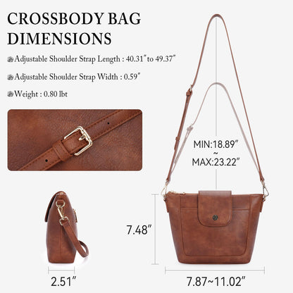 Crossbody Purses for Women Vegan Leather Small Crossbody Bags with Adjustable Strap Lightweight Travel Shoulder Bag