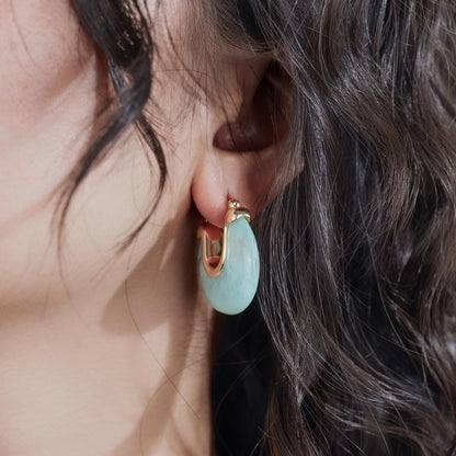 Chunky Gold Resin Hoop Earrings Leverback Statement Huggie Hoops Dangle Drop Dressy Earring Prom Festival Vacation Jewelry for Women