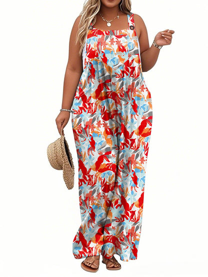TAKEYAL Women's Plus Size Jumpsuit Overalls Wide Leg Casual Summer Rompers Adjustable Loose Fit Jumpsuits With Pockets 2026