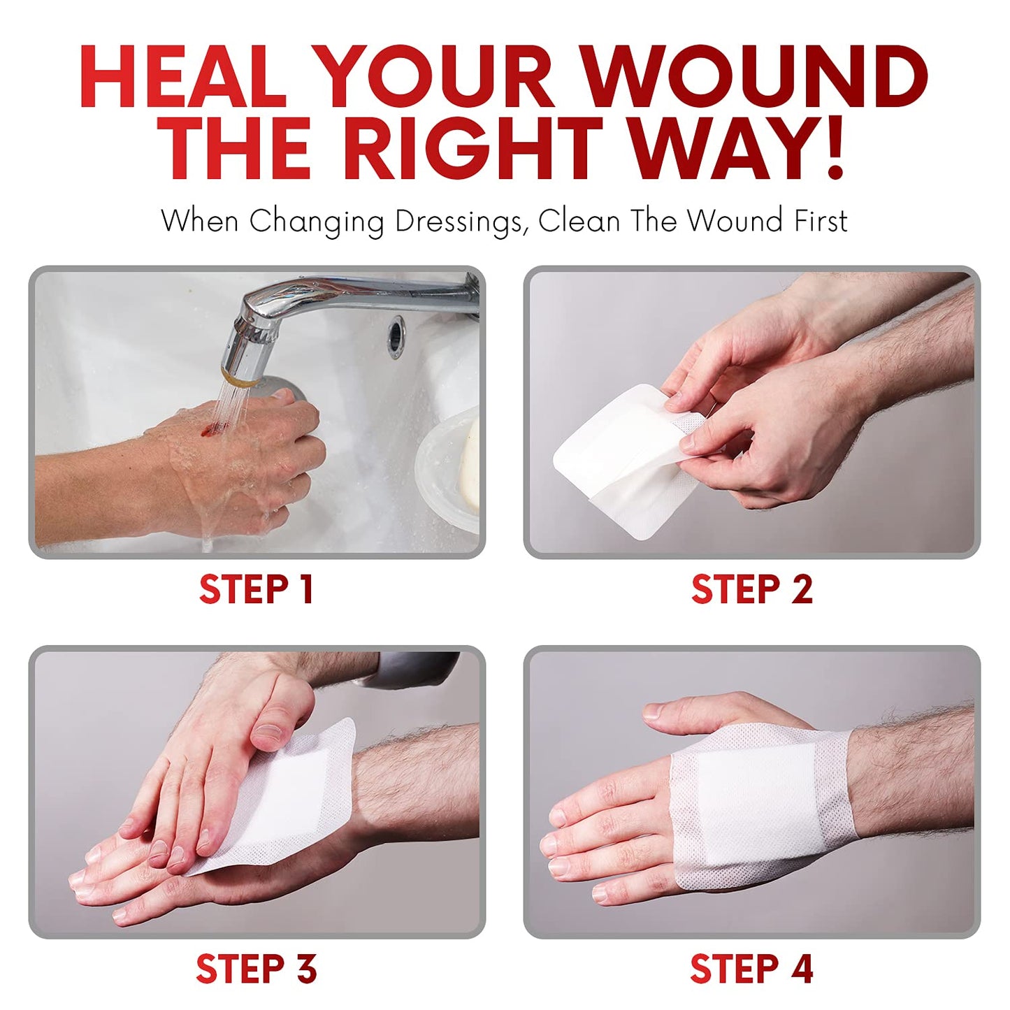HEALQU Island Dressing - 4"x4", 30 Count - Bordered Gauze Sterile Individually Wrapped Gauze Pads, Water-Resistant, Non-Woven Backing - Soft and Breathable Wound Dressing for First Aid and Medical | Water-Resistant, Latex-Free, High Absorbent, Adhesive Bo