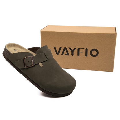 Women Suede Clogs Casual Slip On Potato Mule Slippers | Soft Suede Upper, Arch-Support Cork Insole, Adjustable Buckle, Anti-Slip Sole