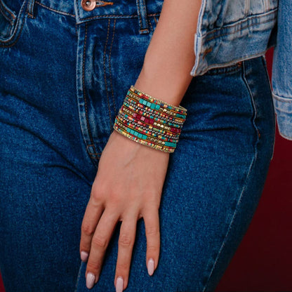 SPUNKYsoul Boho Cuff Bracelets, Women Adjustable Stackable Beaded Accessory | Adjustable Bohemian-Inspired Design, Trendy Wrist Ornament, Versatile For Occasions Or Everyday Wear, Unique Style Jewelry