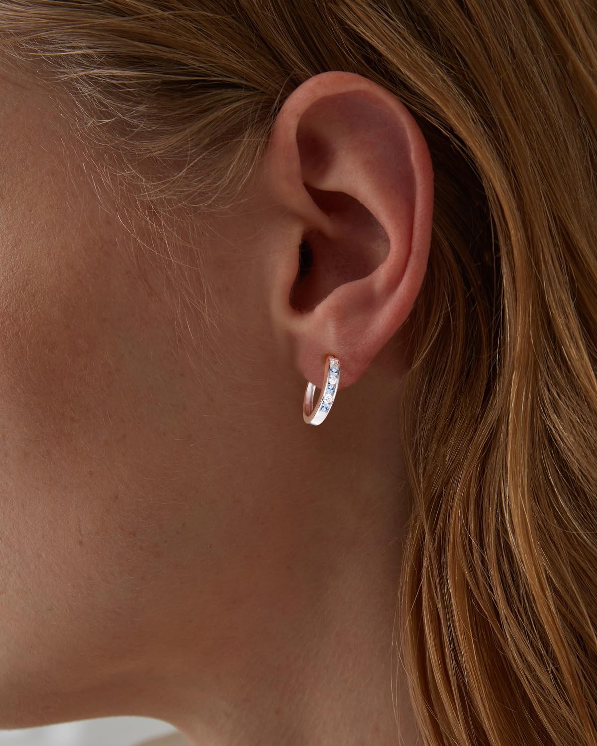 14K Gold Plated/925 Sterling Silver Birthstone Hoop Earrings for Women | 18mm Created Gemstone Hoops,Hypoallergenic and Lightweight,Birthday Mother's Day Jewelry(with Gift Box)