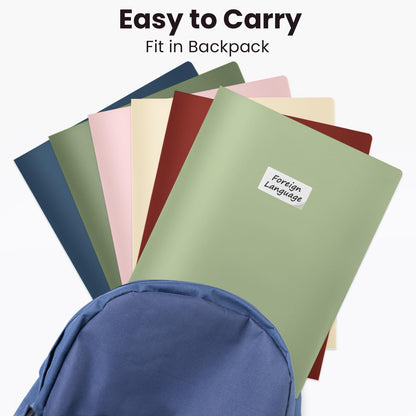 Sooez 6Pack Folders with Pockets, Pastels Colors, Heavy Duty Pocket Folder, Plastic Folders with Pockets, 2-Pocket Folder Bulk, Aesthetic File Folder, Back to School Office Filing Supplies