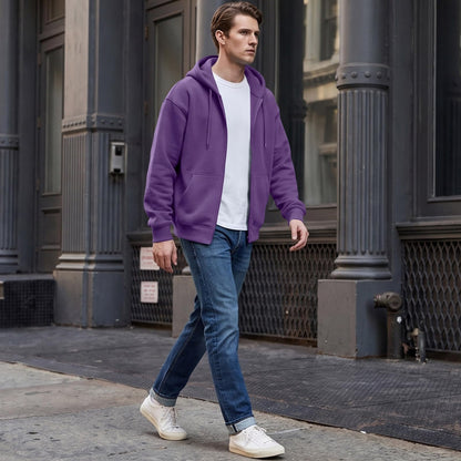 Full Zip Hoodies for Men Big And Tall Oversized Hooded Fleece Sweatshirt | Knit Open Front Cardigan, Zipper Jackets, Oversize, Streetwear, Basic Fit, Lightweight, Warm, Big and Tall, Hooded Sweatshirt