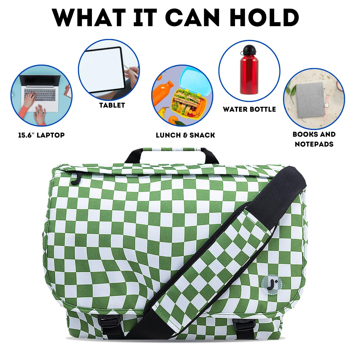 J World New York Thomas Laptop Messenger Bag for Women & Men. Kids Computer Bookbag