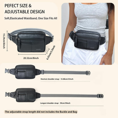 Leresas Fanny Packs for Women Vegan Leather Belt Bag Chic Cross Body Waist Pack Waist Purse for Travel Hiking Running Brown