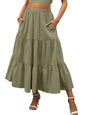 ANRABESS Women’s Summer Boho Flowy Swing Tiered A-Line Maxi Skirt 2026 Fashion Trendy Elastic Waist Pleated Long Beach Dress