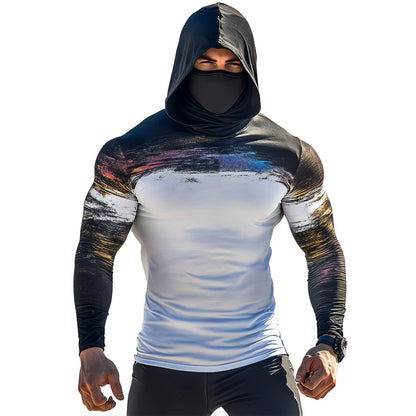 Sun Protection Shirts for Men UPF 100+ Long Sleeve Hoodie with Mask Shirts | Camouflage Outdoor Fishing Tees Cooling Raglan Shirts