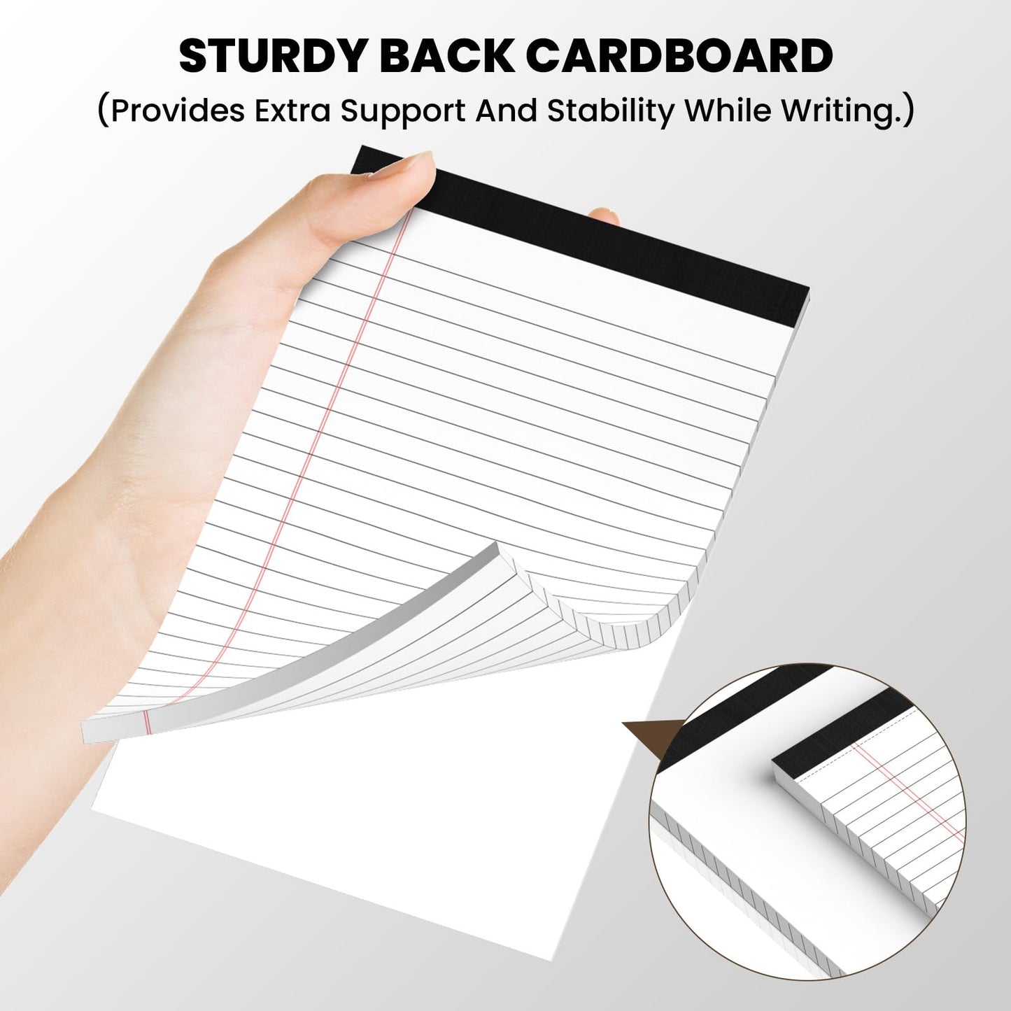 12 Pack Notepads 5x8, Small Legal Pads Narrow College Ruled, 30 Sheets/Pack, Perforated Notebook - White Note Pads for School, Memo, Note Taking, Teacher & Office Supplies, Writing Pads of Paper